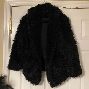 Black teddy coat with hood